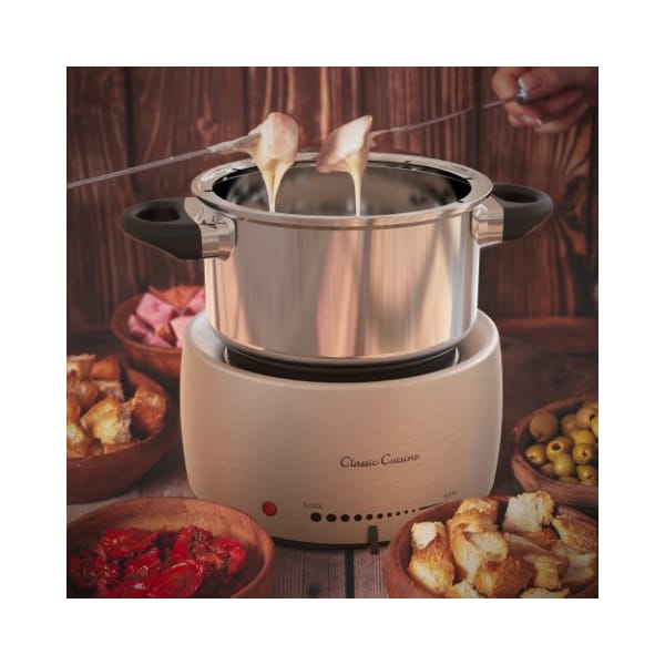 Hastings Home Stainless Steel Fondue Melting Pot Set, Warmer for Cheese, Chocolate, 8 Forks, Dishwasher Safe 688830COE - main
